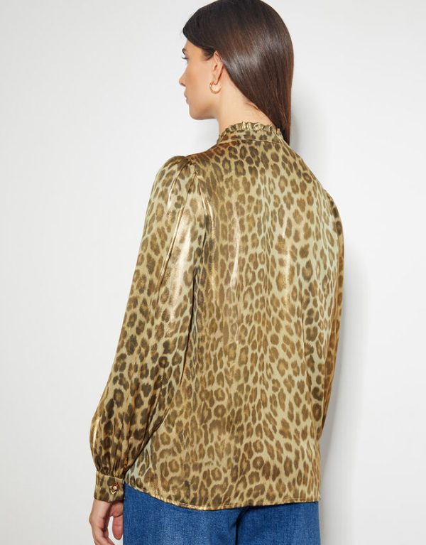 Monsoon Lena Leopard Print Blouse Gold - Image 3