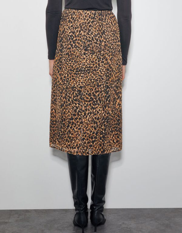 Monsoon Liza Leopard Print Midi Skirt Brown - Image 3