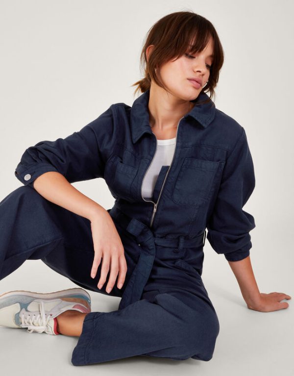 Monsoon Ally Zip-Up Jumpsuit Blue - Image 2