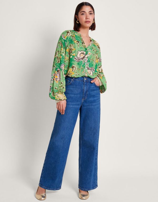 Monsoon Juliet Floral Blouse Green - Image 2