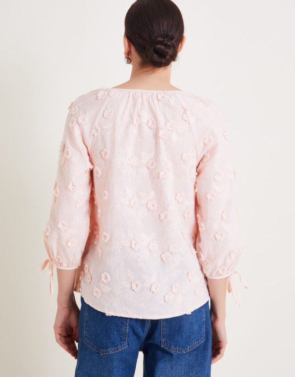 Monsoon Ivy Floral Embroidered Blouse Pink - Image 3