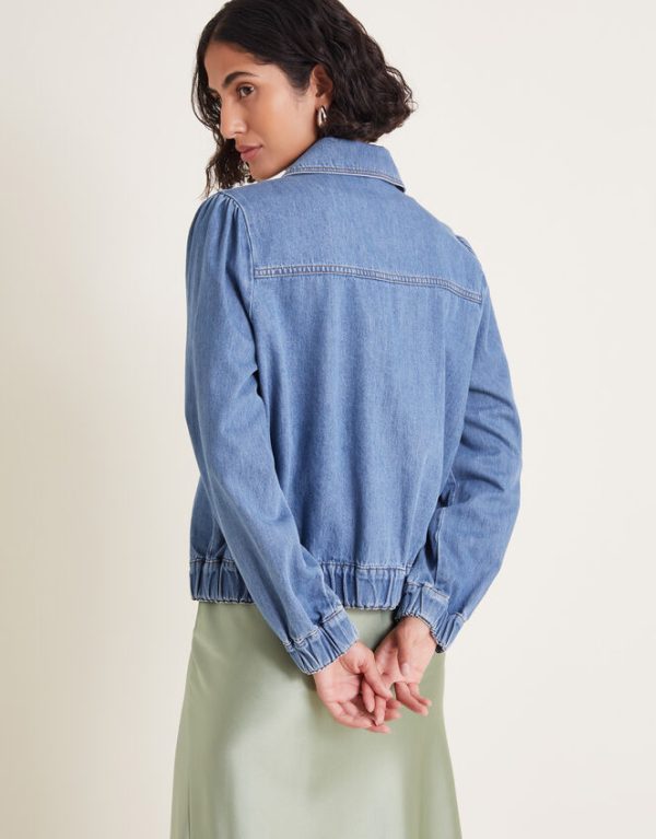 Monsoon Billie Denim Bomber Jacket Blue - Image 3