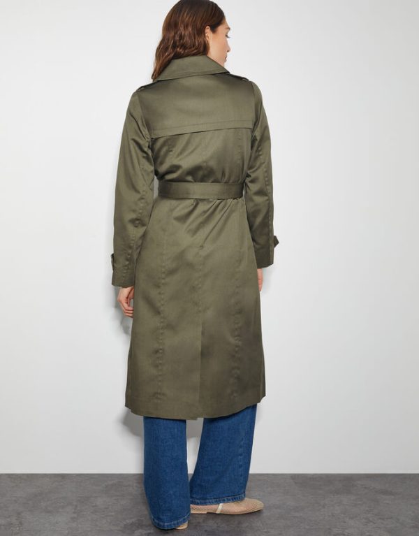 Monsoon Matilda Midi Trench Coat Green - Image 3