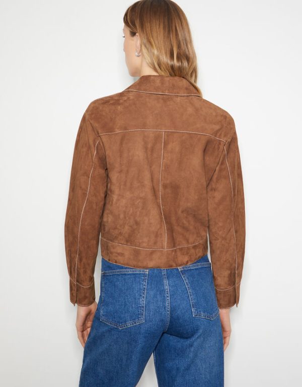 Monsoon Iris Crop Suede Jacket Tan - Image 3