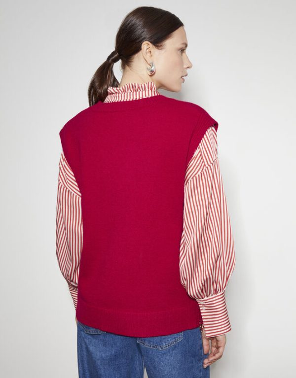 Monsoon Zuri Zip Detail Knit Tabard Red - Image 3