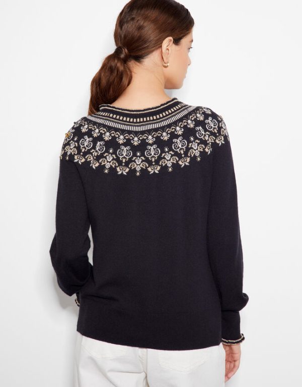 Monsoon Flo Sequin Fair Isle Jumper Black - Image 3