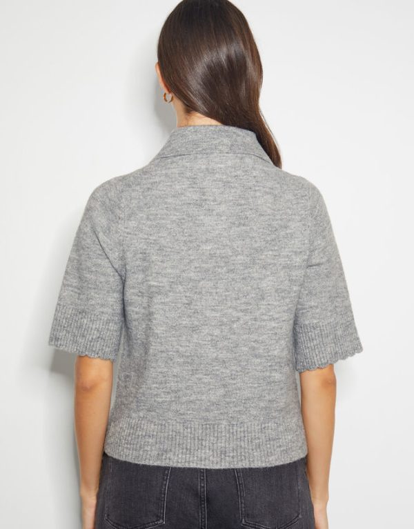 Monsoon Cindy Short Sleeve Collar Cardigan Grey - Image 3