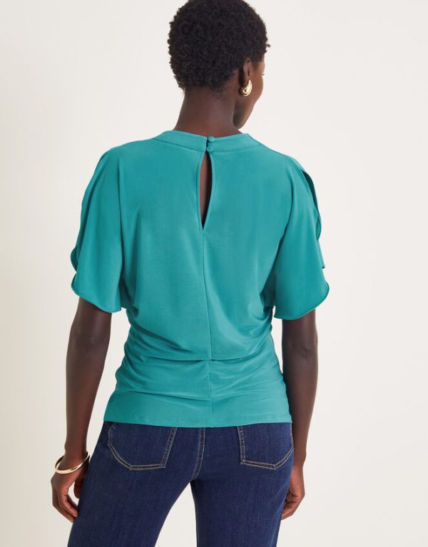 Monsoon Deb Drape Jersey Top Teal - Image 3