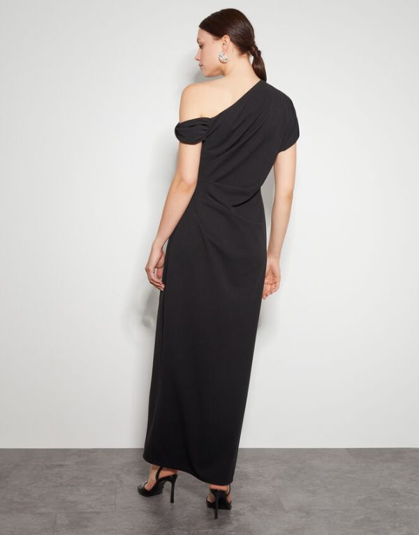 Monsoon Tia Asymmetrical Jersey Maxi Dress Black - Image 3