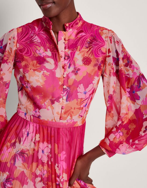 Monsoon Floryn Floral Shirt Dress Pink - Image 2