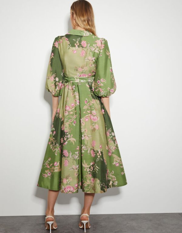 Monsoon Adela Shirt Dress Green - Image 3