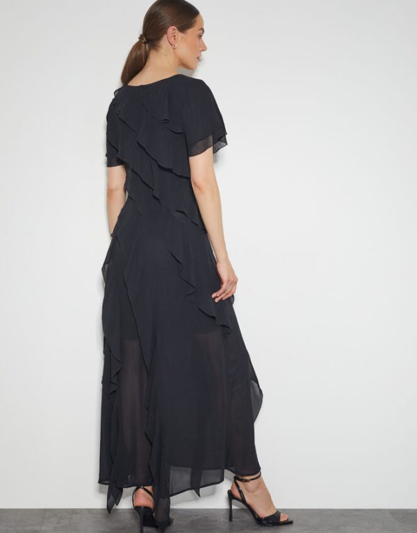 Monsoon Renata Ruffle Maxi Dress Black - Image 3