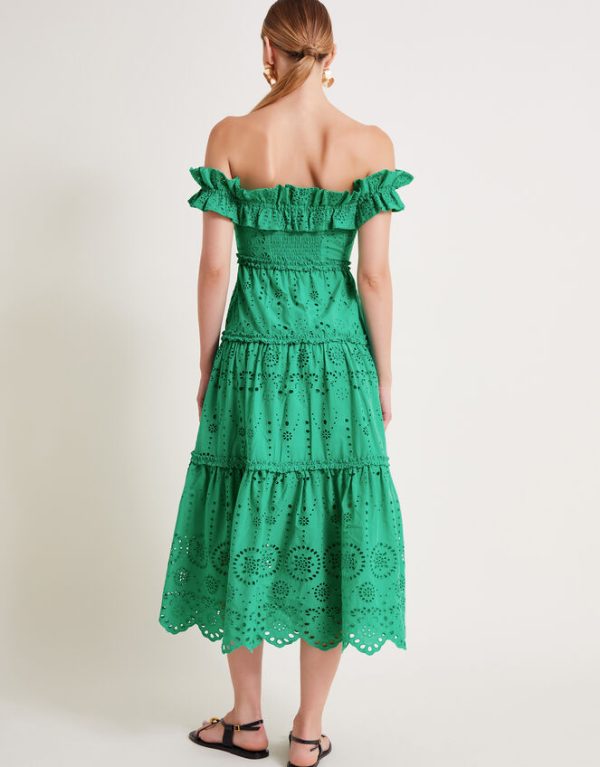 Monsoon Brynn Broderie Dress Green - Image 3