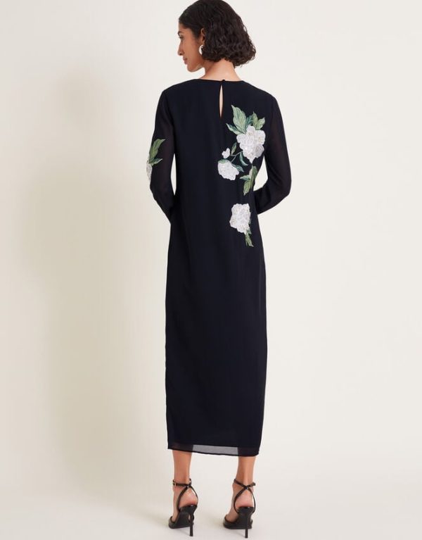 Monsoon Ariah Column Embellished Midi Dress Black - Image 3