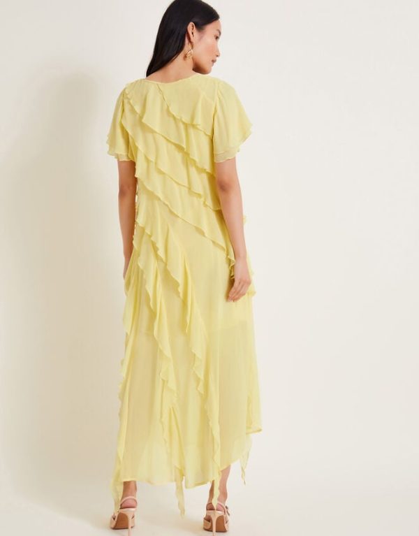 Monsoon Renata Ruffle Maxi Dress Yellow - Image 3