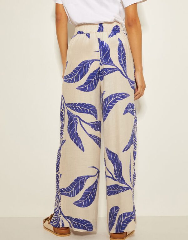 Monsoon Dinah Leaf Print Trousers White - Image 3