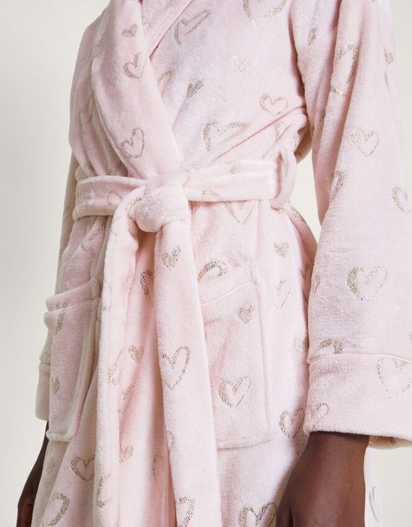 Monsoon Heart Foil Dressing Gown Pink