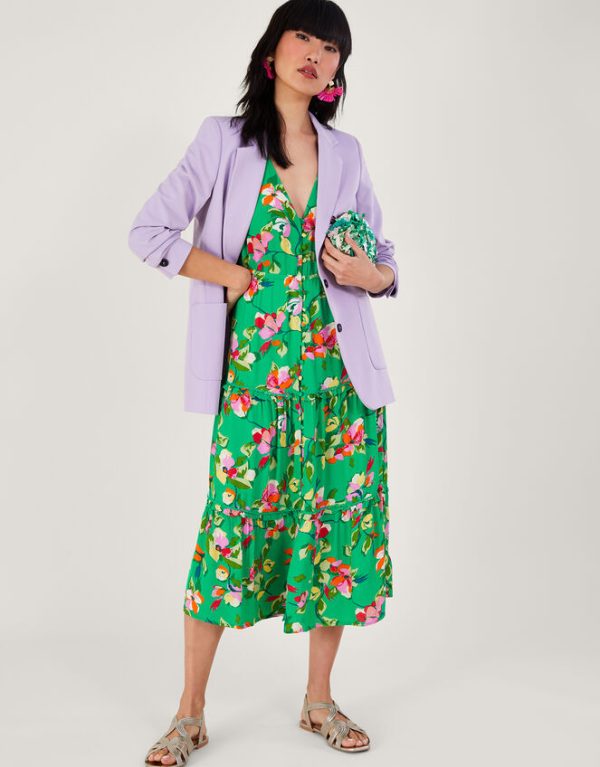 Monsoon Lilou Floral Tea Dress Green - Image 2