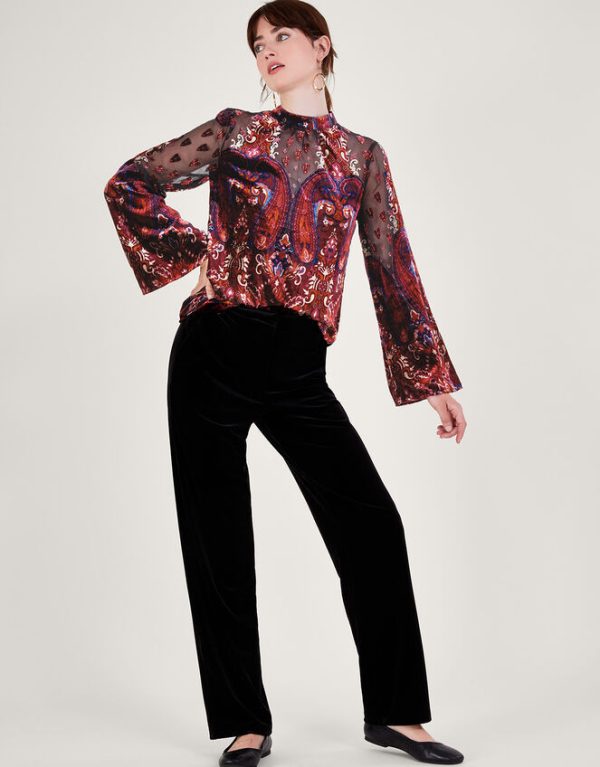 Monsoon Peri Paisley Devore Top Black - Image 3