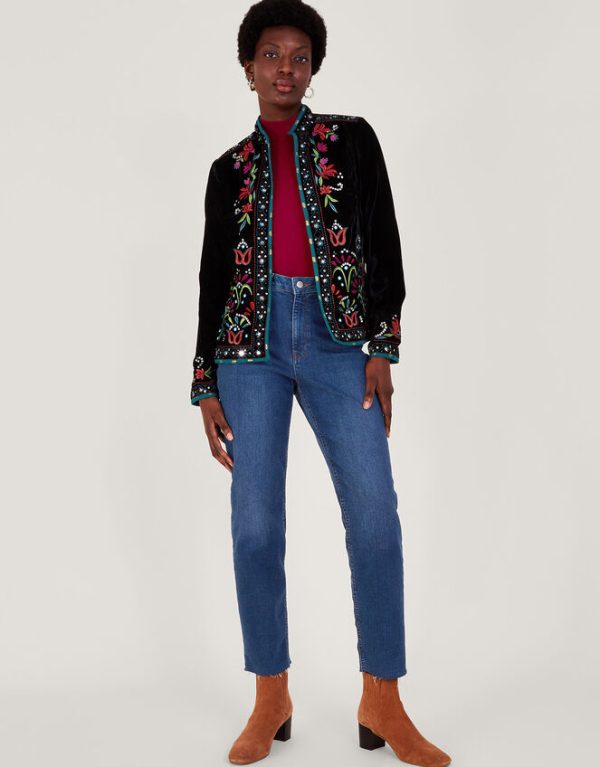 Monsoon Maeve Embroidered Jacket Black - Image 2