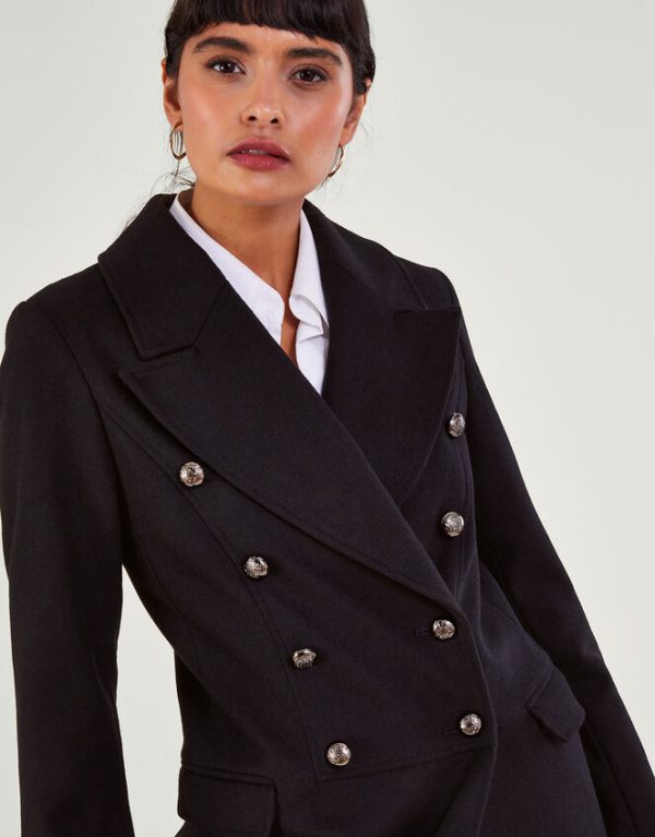 Monsoon Daria Double-Breasted Coat Black - Image 3