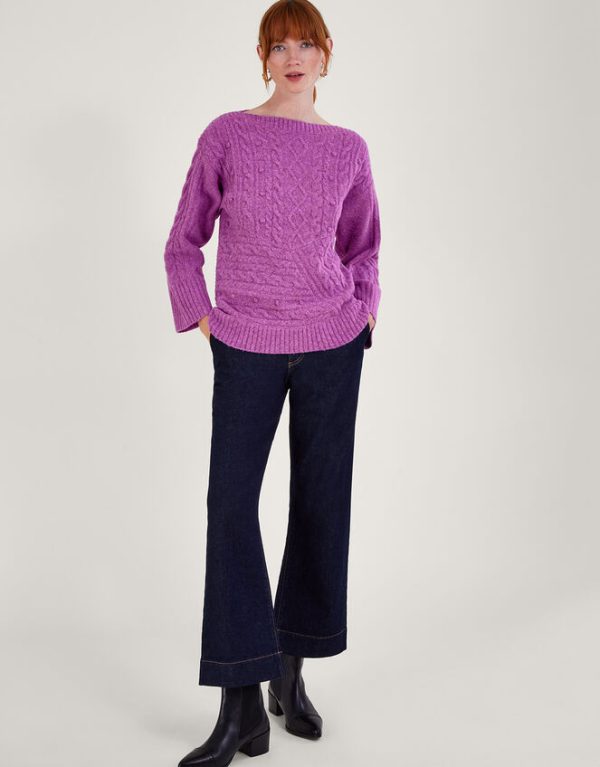 Monsoon Satu Stitch Jumper Purple - Image 2