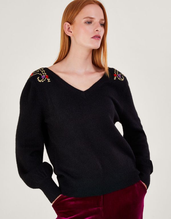 Monsoon Pat Paisley Jumper Black - Image 2