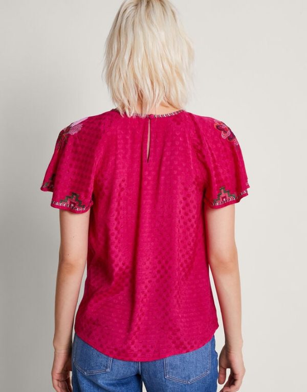 Monsoon Everly Embroidered Blouse Pink - Image 3