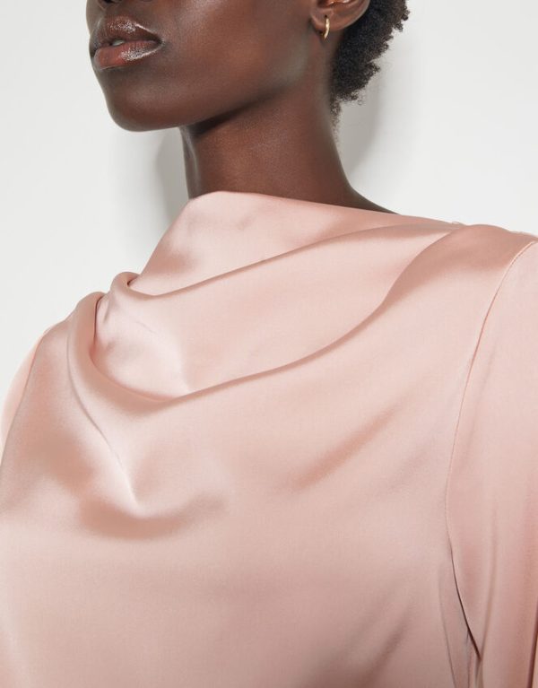 Monsoon Clarissa Long Sleeve Cowl Satin Top Pink - Image 4