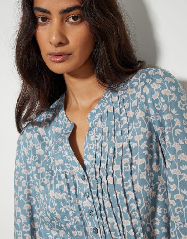 Monsoon Connie Long Sleeve Printed Blouse Blue - Image 4