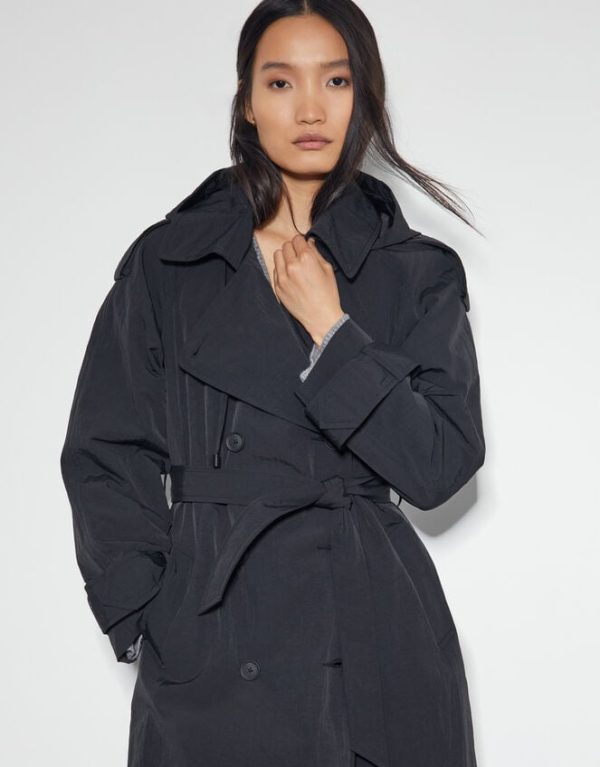 Monsoon Mimi Longline Trench Coat Black - Image 4