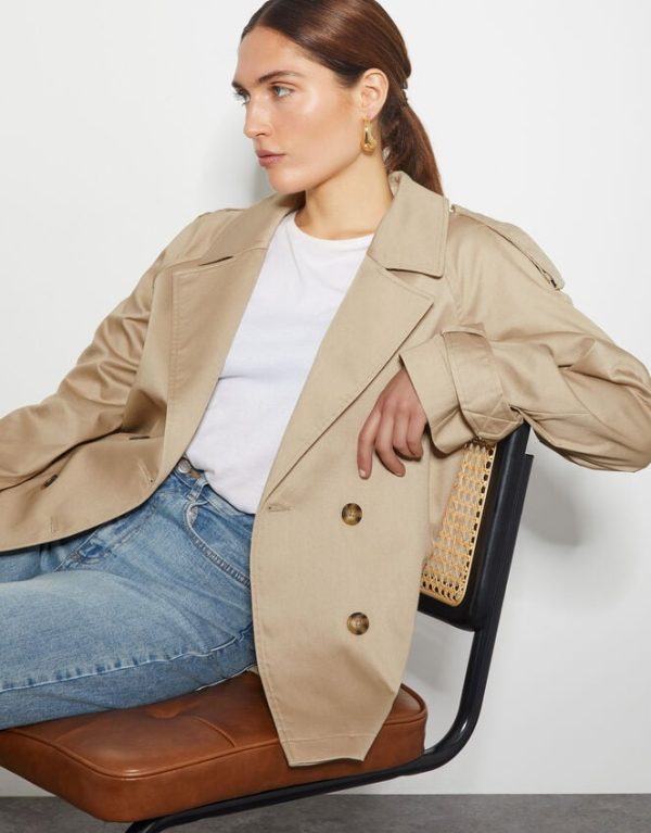 Monsoon Savannah Crop Trench Coat Natural - Image 4