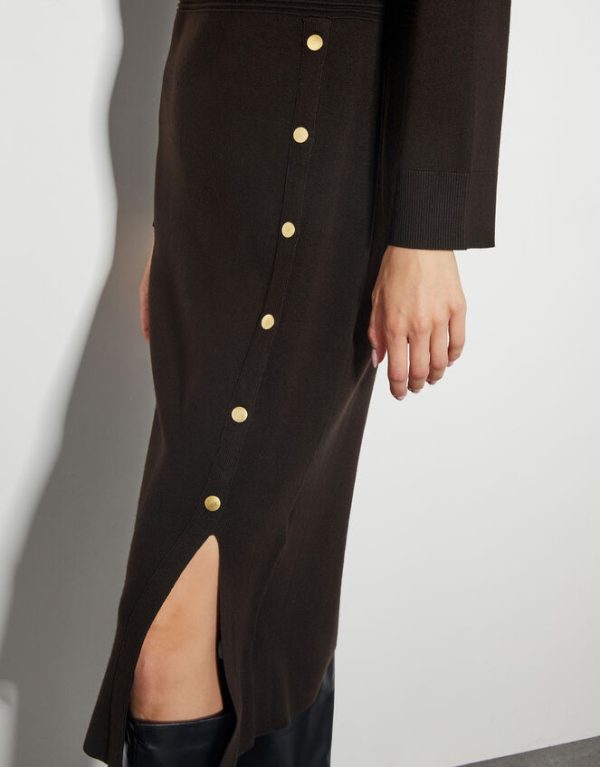 Monsoon Ciara Button Midi Jumper Dress Brown - Image 4