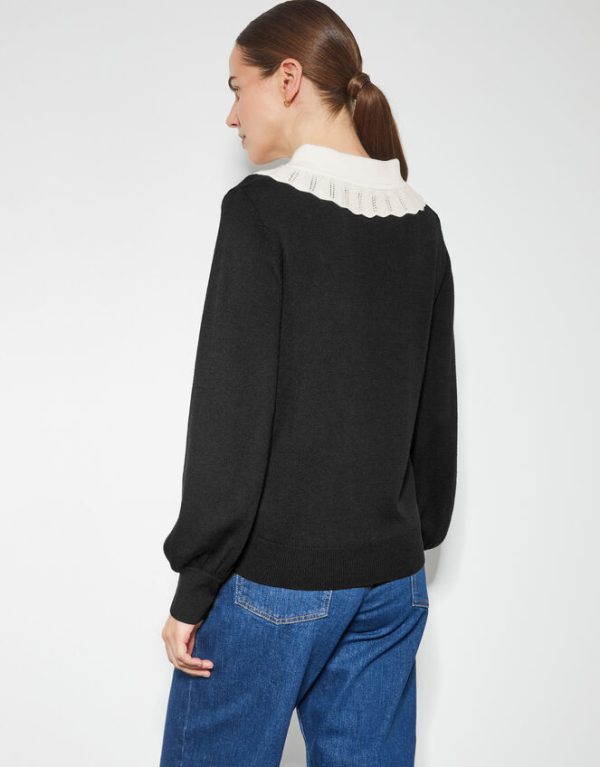 Monsoon Cleo Pointelle Collar Jumper Black - Image 4