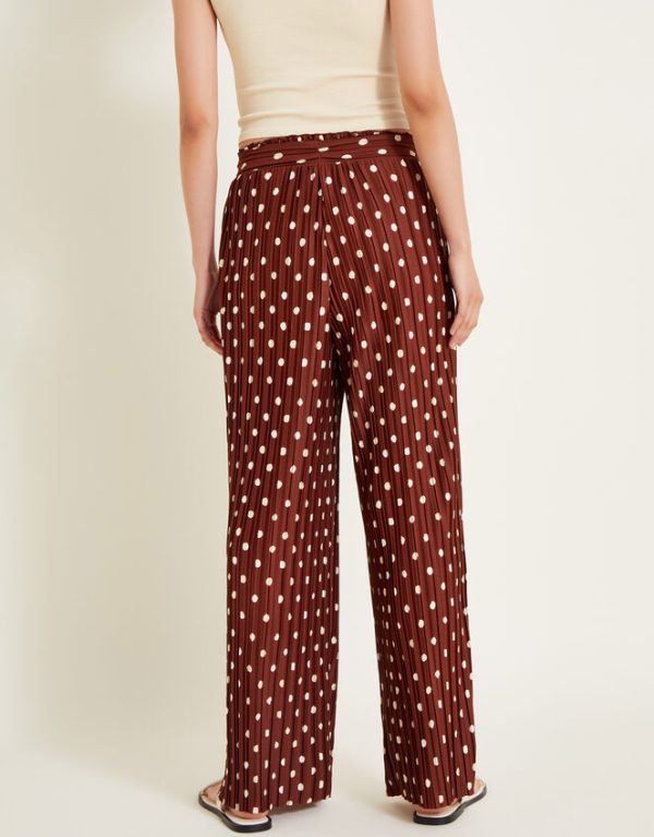 Monsoon Paris Spot Plisse Trousers Brown - Image 4