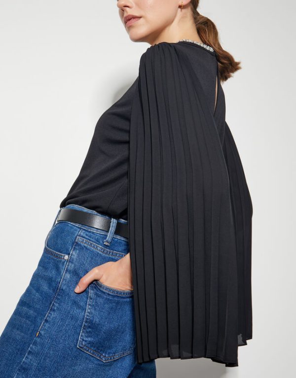 Monsoon Jaye Jewel Cape Sleeve Top Black - Image 4