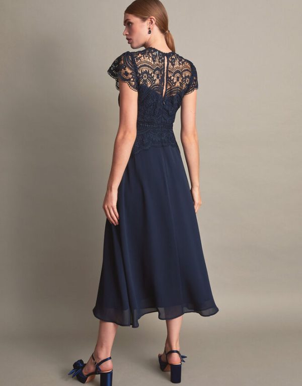 Monsoon Monica Lace Midi Dress Blue - Image 3