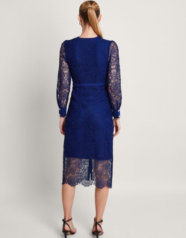 Monsoon Reyna Lace Dress Blue - Image 3