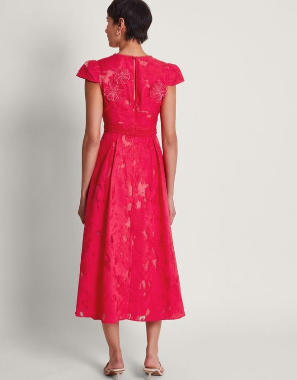 Monsoon Josie Jacquard Tea Dress Red - Image 3