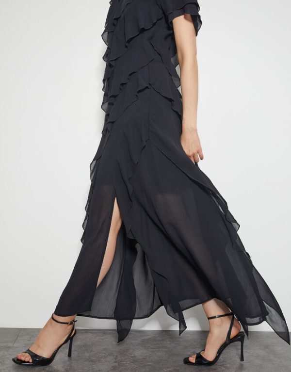 Monsoon Renata Ruffle Maxi Dress Black - Image 4