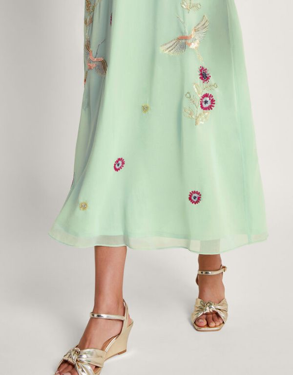 Monsoon Rosalie Hand-Embellished Dress Green - Image 3