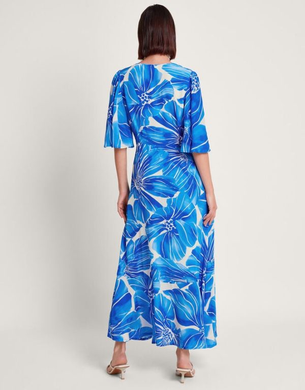 Monsoon Maura Floral Tea Dress Blue - Image 3