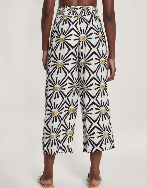 Monsoon Zamora Geometric Trousers White - Image 3