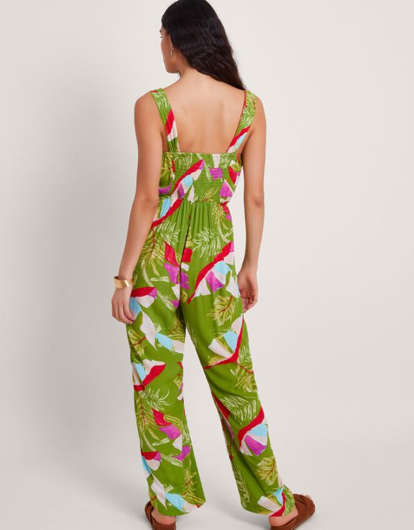 Monsoon Amina Floral Jumpsuit Green - Image 3