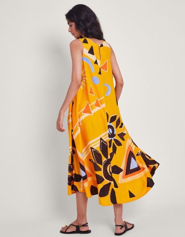 Monsoon Amanda Print Dress Orange - Image 3