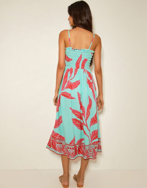 Monsoon Pamela Palm Print Midi Sundress Green - Image 4