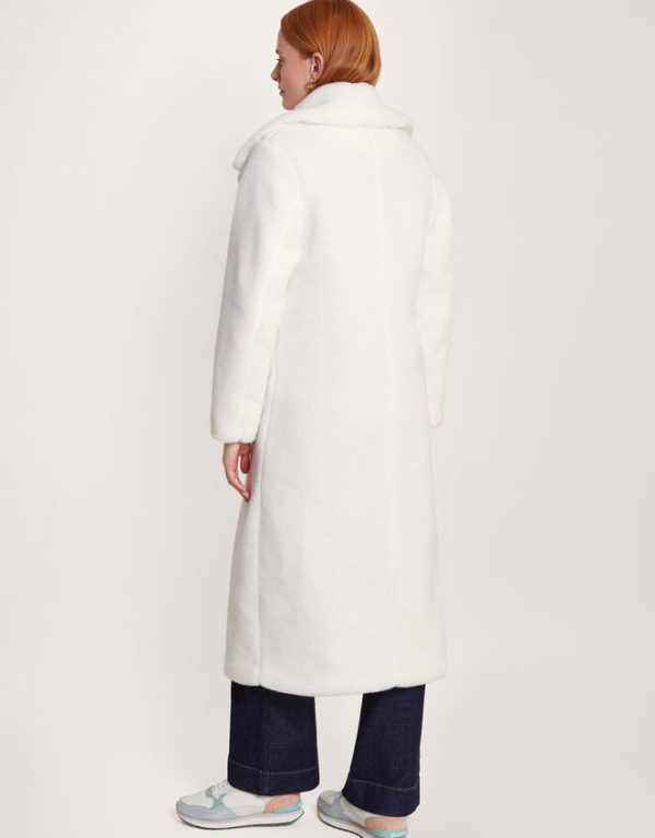 Monsoon Trinity Long Teddy Coat Ivory - Image 3