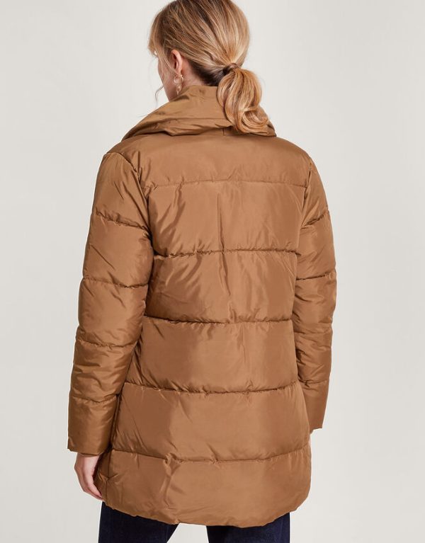 Monsoon Shannon Shawl Collar Padded Coat Camel - Image 3