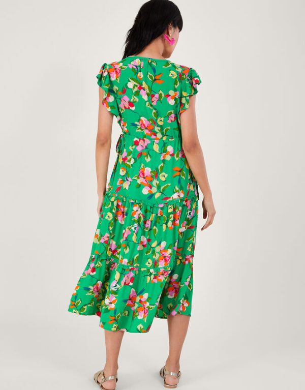 Monsoon Lilou Floral Tea Dress Green - Image 3