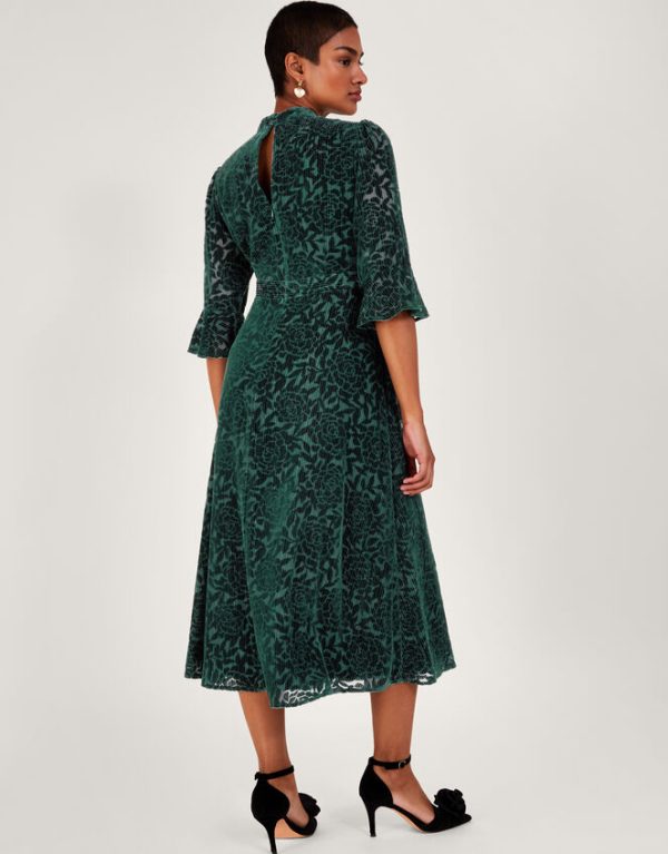 Monsoon Fleur Devore Midi Dress Teal - Image 3